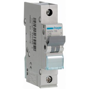 Disjuntor 1P 16A C 3kA 1M MWN116 Hager