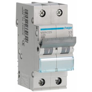 Disjuntor 2P 25A C 3kA 2M MWN225 Hager